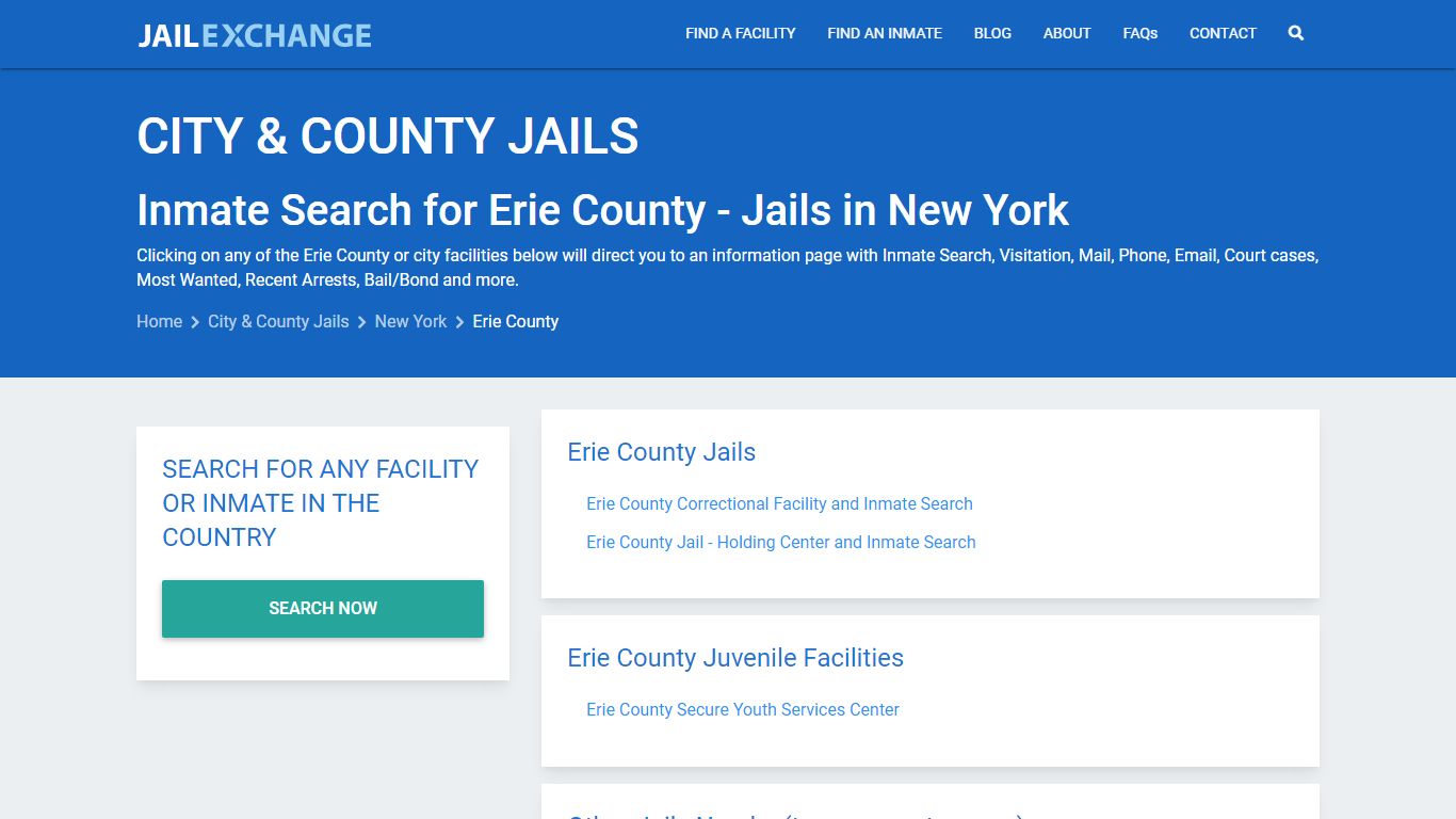 Inmate Search for Erie County | Jails in New York - Jail Exchange